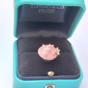 Tiffany & Co Silver Pink Enamel Cupcake Charm Pendant